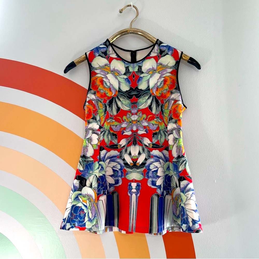 Clover Canyon “Chasers” Floral Peplum Top Sleeveless Small EUC